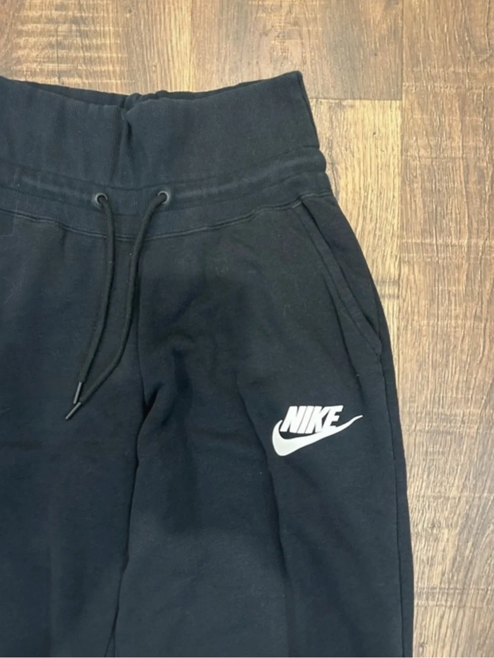 Nike Black Kids Jogger Sweatpants with White Logo